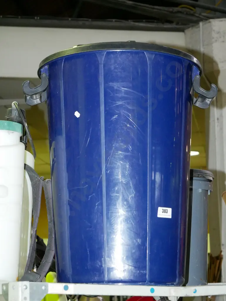 blue plastic lidded bin Image 1++