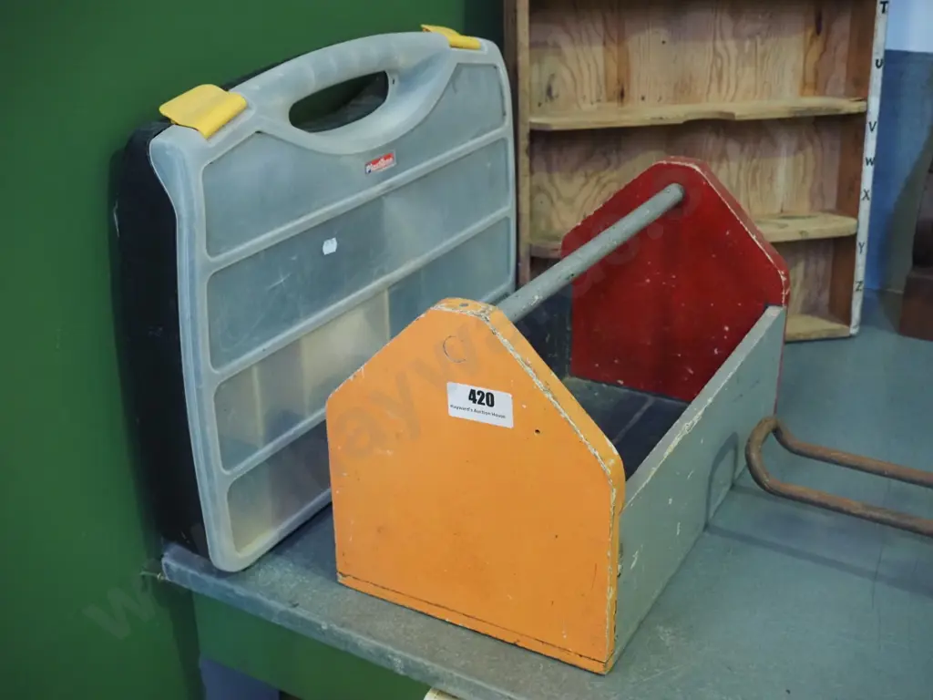 plastic organiser, wooden tool box Image 1++