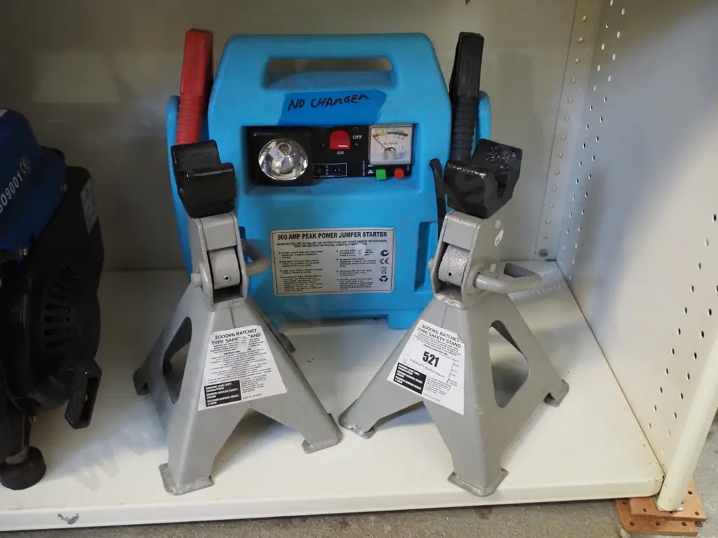pair of 3 tonne axle stands, jump starter pack - no charger Image 1++