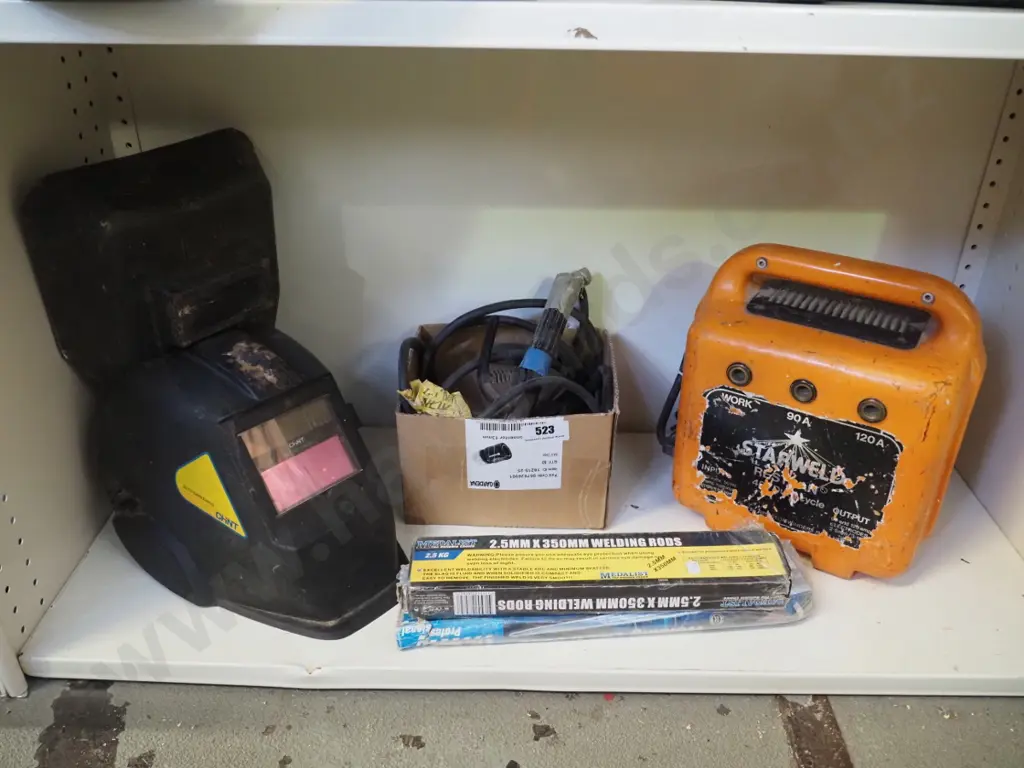 arc welder, rods, 2 welding masks Image 1++