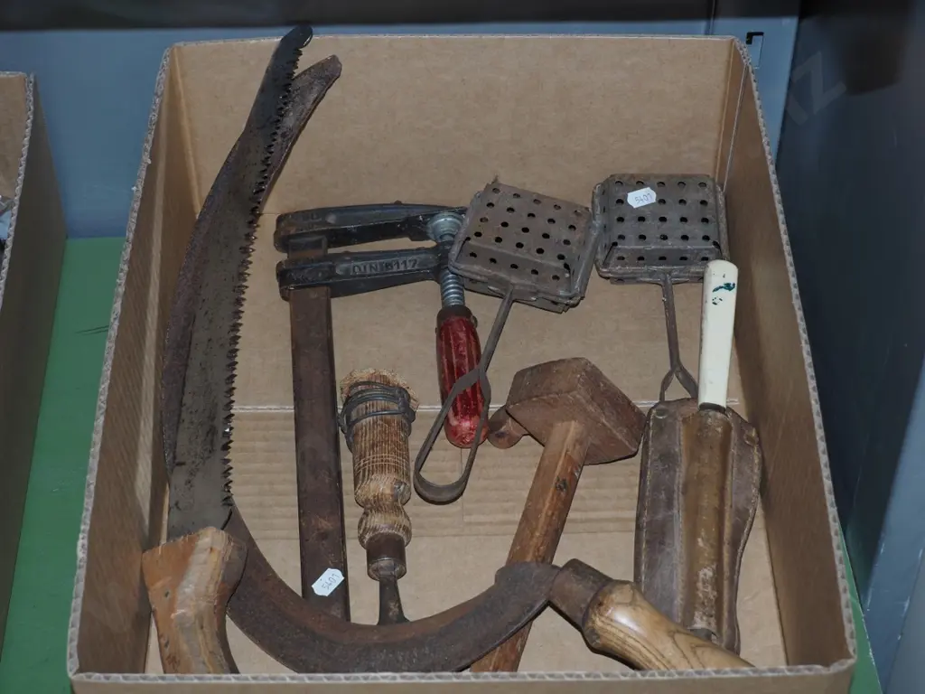 box; sickle, soap savers, maker gauge, chisel etc Image 1++