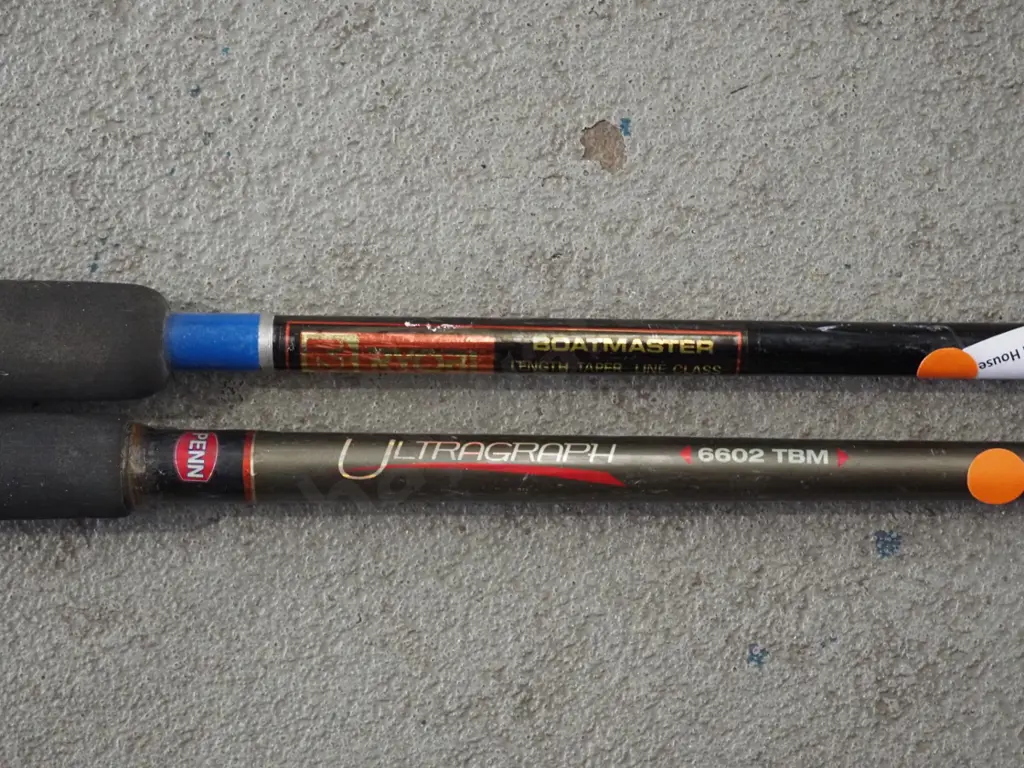 2x fishing rods - orange dots Image 1++