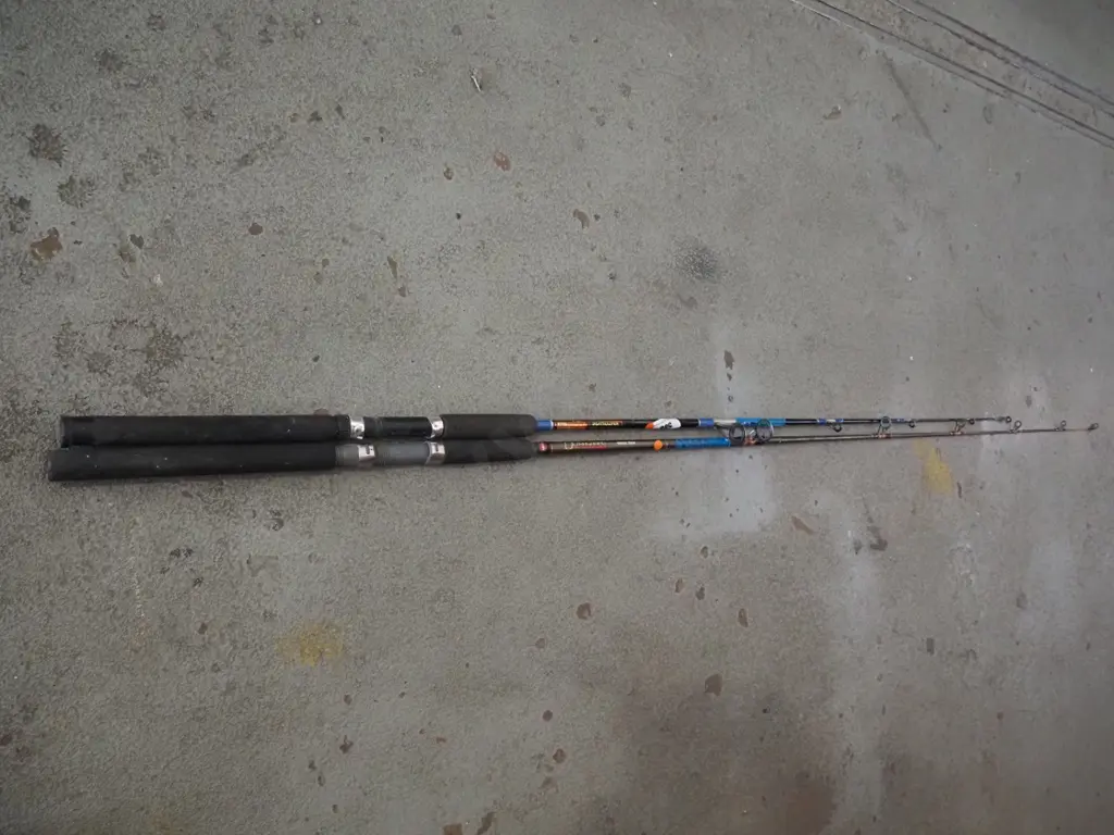 2x fishing rods - orange dots Image 1++