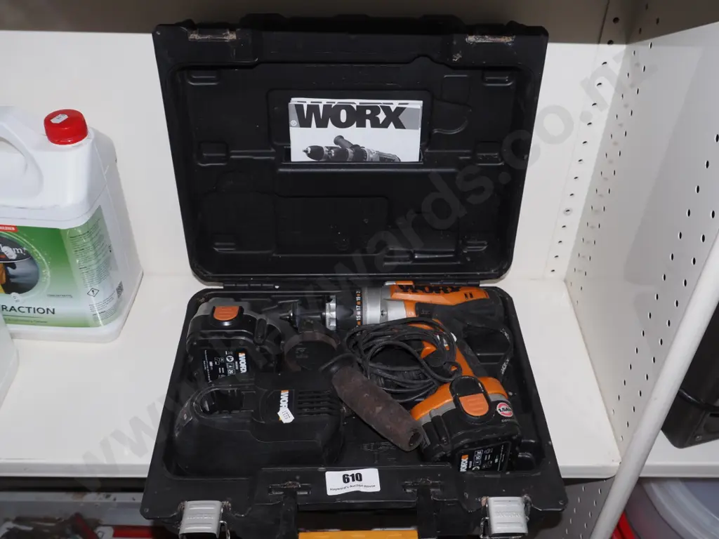 Worx 18V battery drill, 2 batteries, case, charger Image 1++