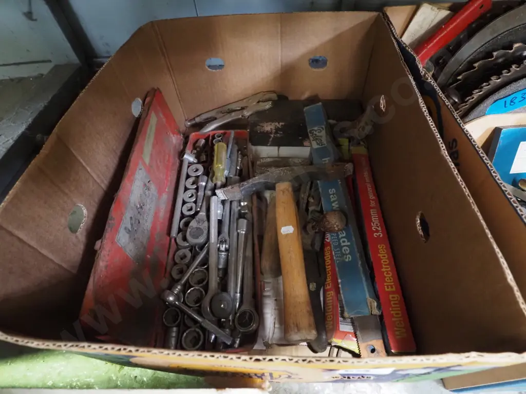 box; hammers,vice grips, wedling rods etc Image 1++