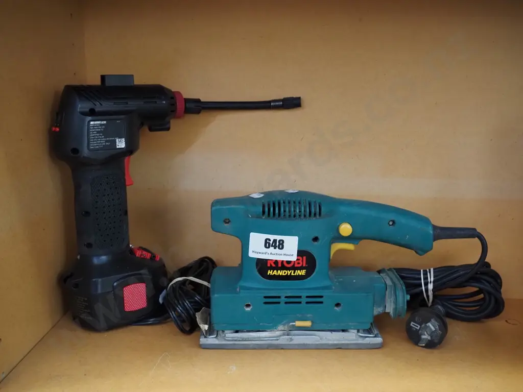 12V tyre inflator, Ryobi finishing sander Image 1++
