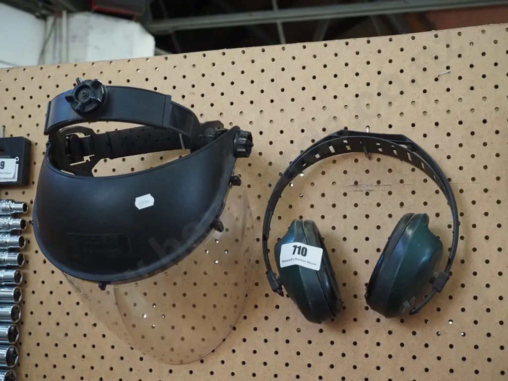 ear muffs, plastic face shield Image 1++