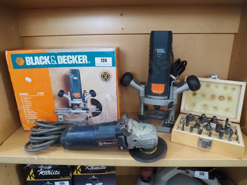 shelf; plunge router, router bits etc Image 1++