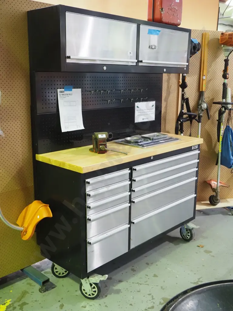 Ultimate storage work station trolley with 10 drawers and 2 overhead cabinets H-1880 W-1400 D-530 Image 1++