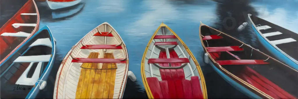 Elica W - acrylic on boxed canvas - dinghies H-300 W-90 Image 1++
