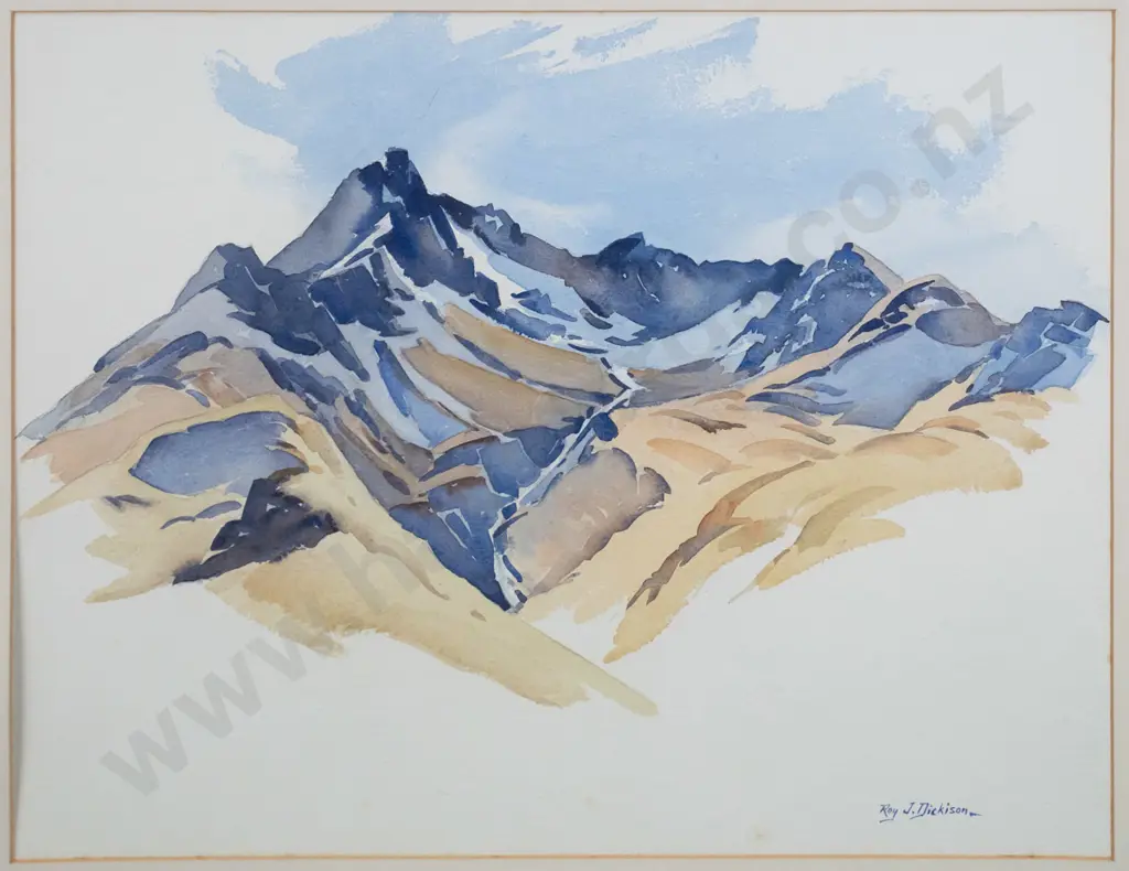Roy J Dickison - framed watercolour "Rocky Sentinel" H-430 W-555 (slight foxing) Image 1++