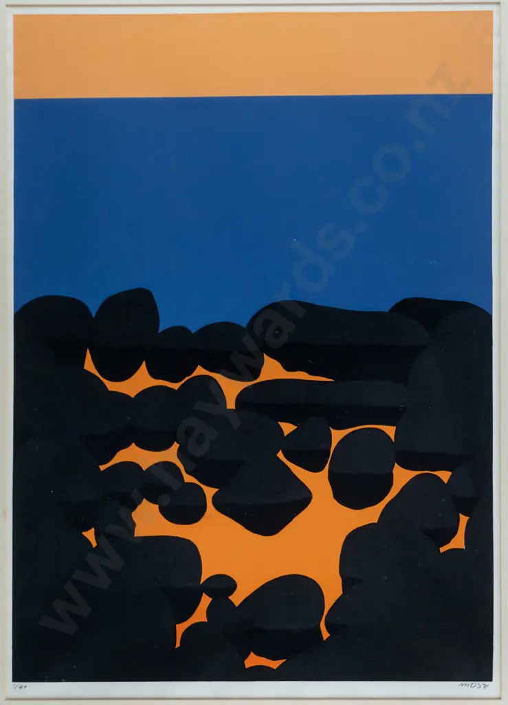 Michael Smither '71 - framed screenprint 1/40 "Rocks and Orange Rock Pool" H-525 W-410 Image 1++