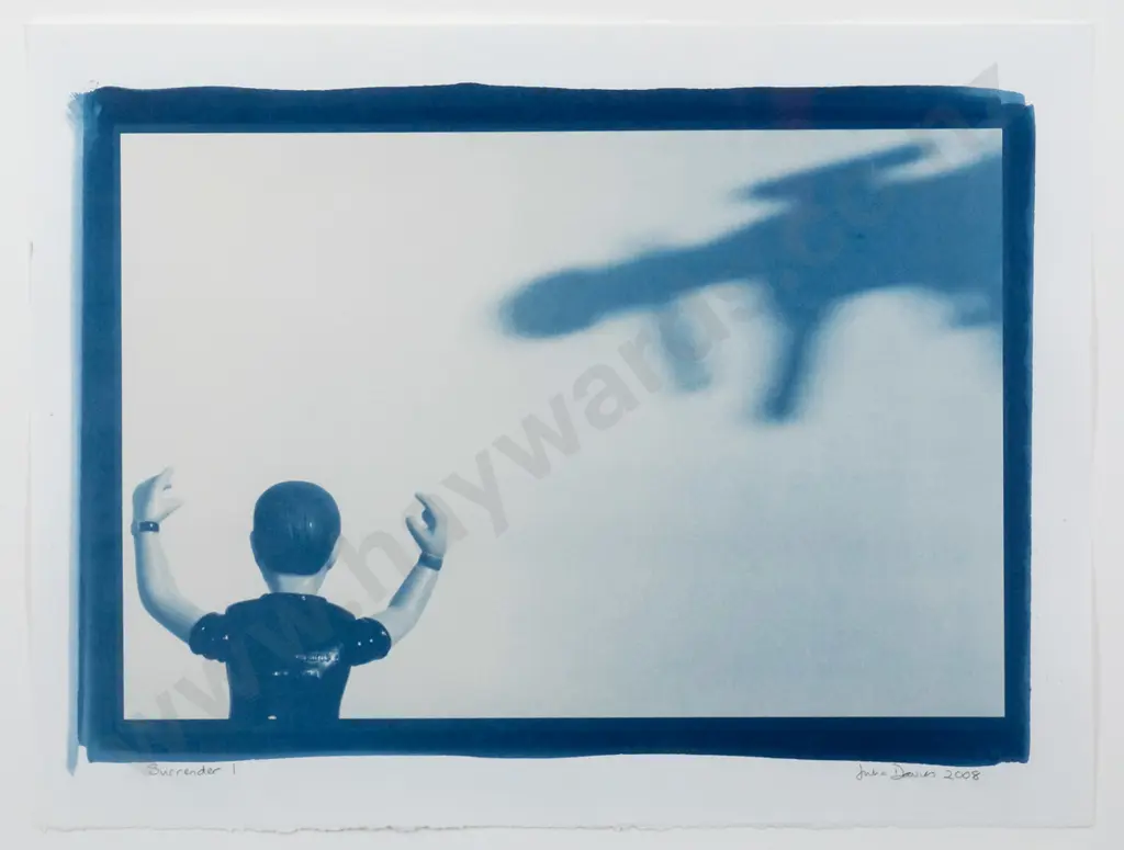 Julia Davies 2008 - framed cyanotype "Surrender I" H-350 W-510 Image 1++