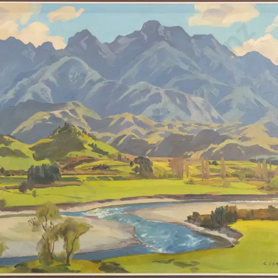 Cedric Savage - framed oil "Takaka Hill Country" H-370 W-480