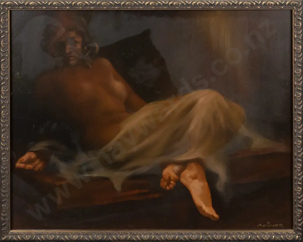 Erwin Steiner - framed oil on board - nude H-390 W-490 Image 1++