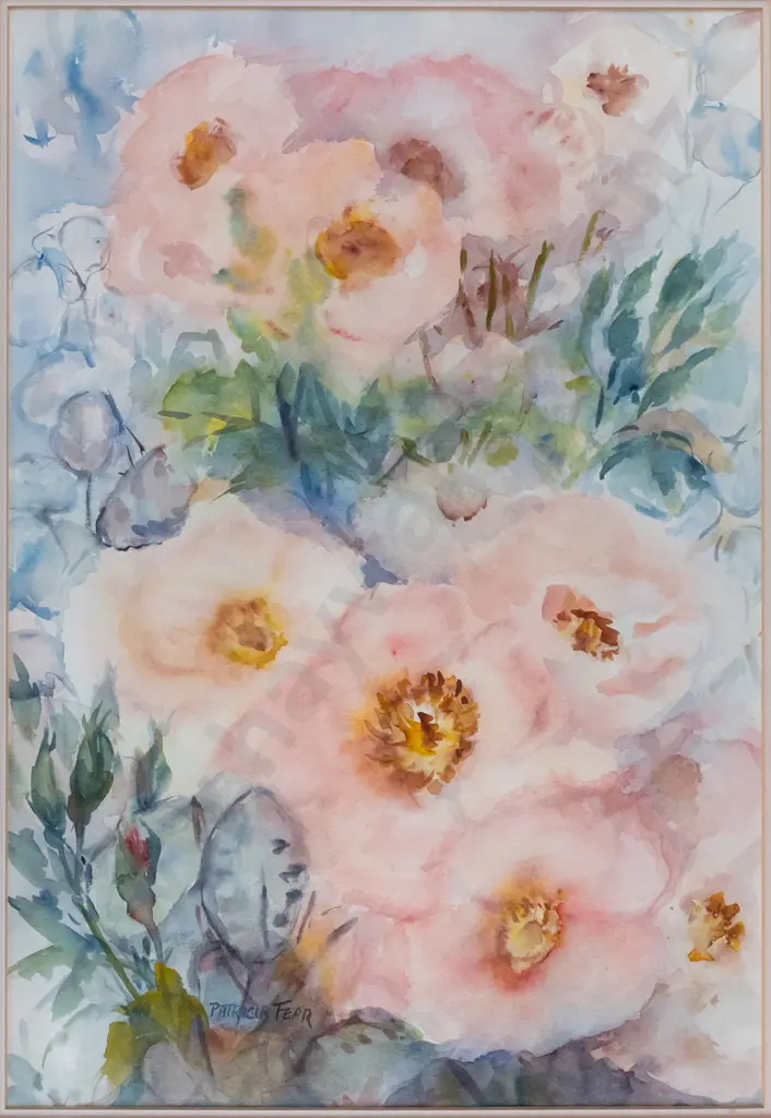 Patricia Fear - framed watercolour " Pink Roses" H-495 W-340 Image 1++