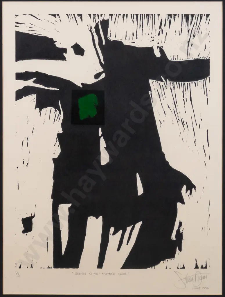 illegible signature 1990  - framed ltd edition print 1/3 "Green Kline - Number Four" H-510 W-380 (slight foxing) Image 1++