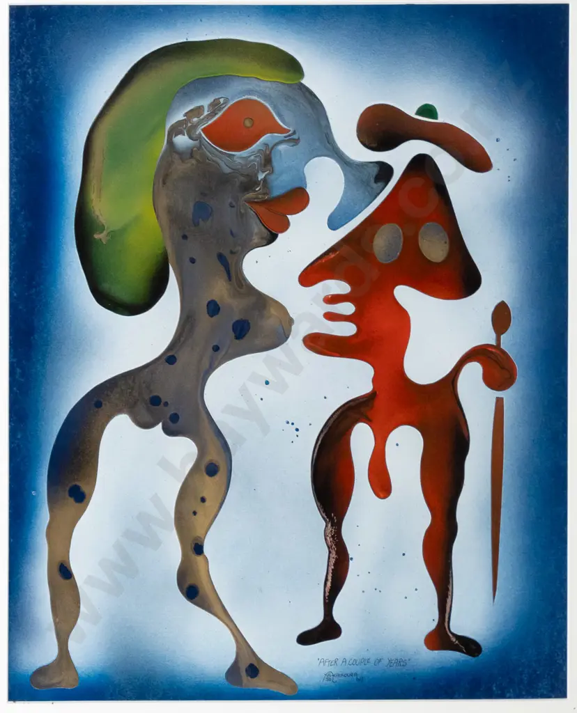 AC' 96 Kaikoura - framed mixed media - abstract male and female H-490 W-395 Image 1++