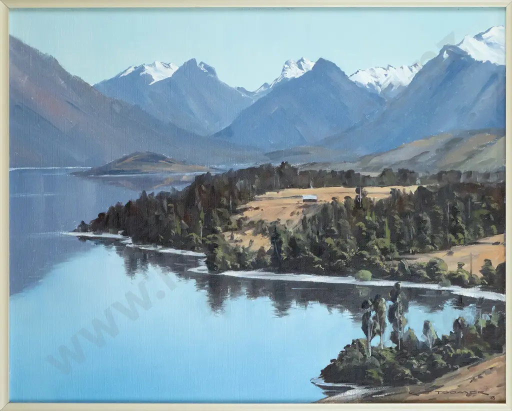 KJ Toomer - framed oil "Lake Wakatipu, Looking Towards The Head" H-390 W-490 Image 1++