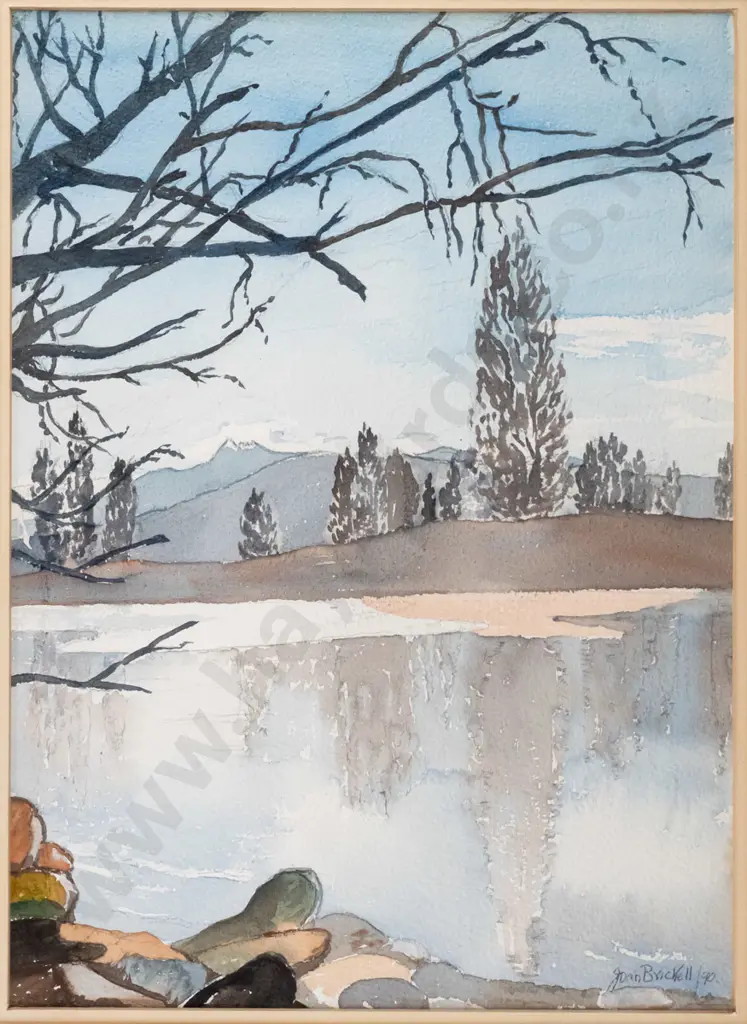 Joan Brickell '90 - framed watercolour - landscape H-350 W-250 Image 1++