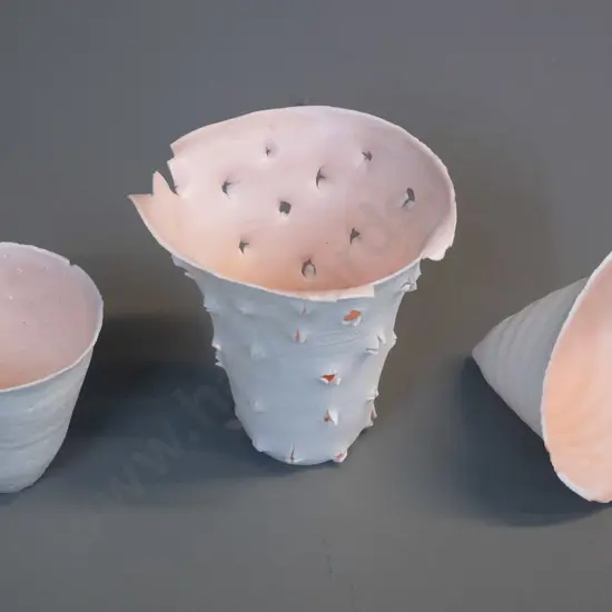 Emily Siddell 2001 - 3x pink porcelain beakers