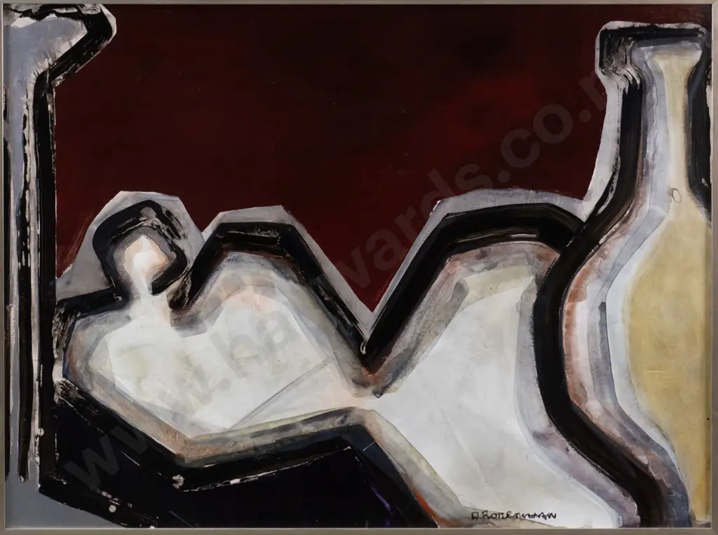 Des Robertshaw 2001 - framed acrylic "Reclining Figure" H-740 W-980 Image 1++