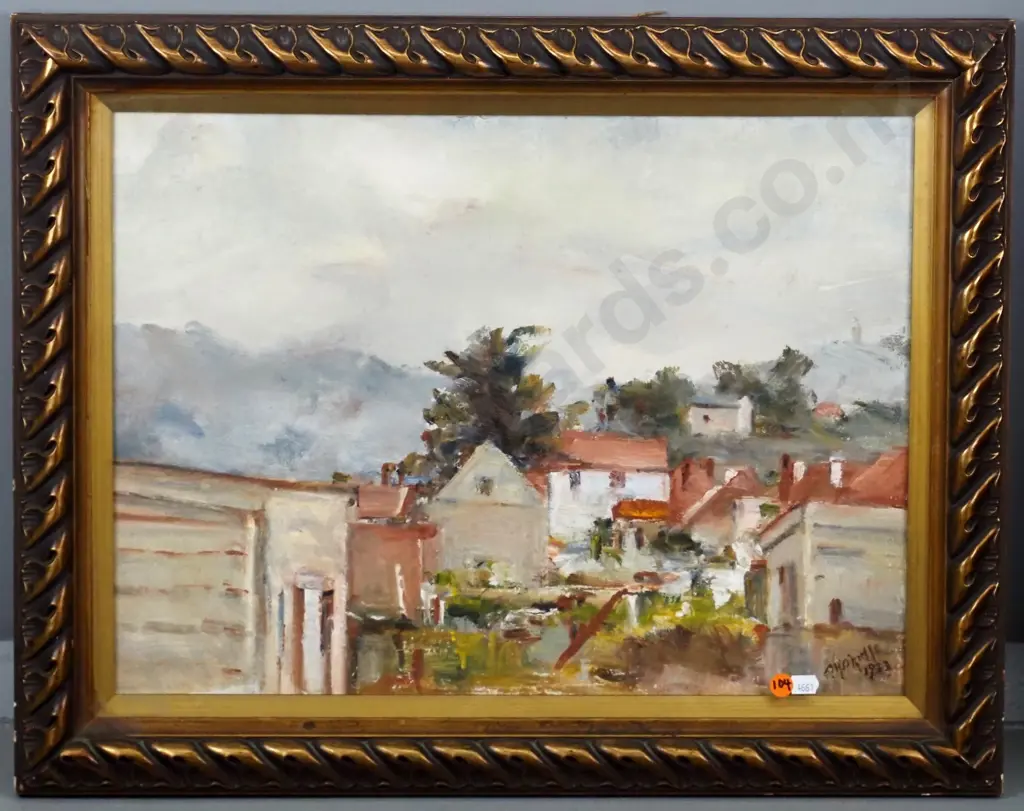 Alfred Henry O'Keefe 1933 - framed oil - Misty Morning, Mt Cargill H-350 W-480 (very slight foxing) Image 1++