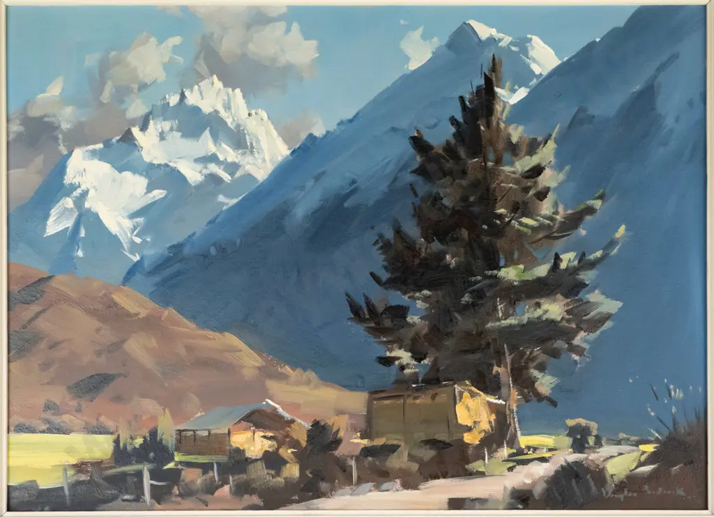 Douglas Badcock - framed oil - mountain landscape H-400 W-520 Image 1++