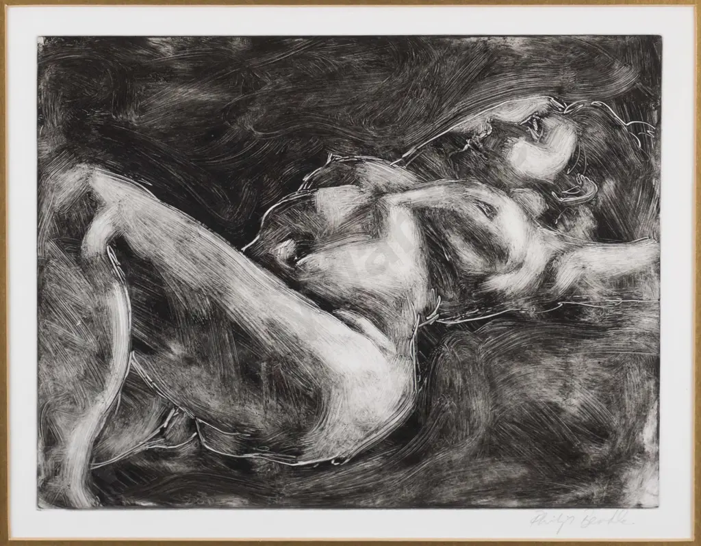 Philip Beadle - framed etching - nude H-220 W-380 Image 1++