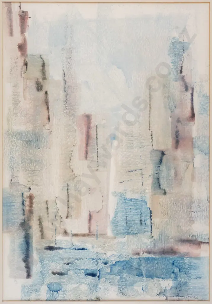 Robina Templeton - framed watercolour "Water Front" H-450 W-310 Image 1++