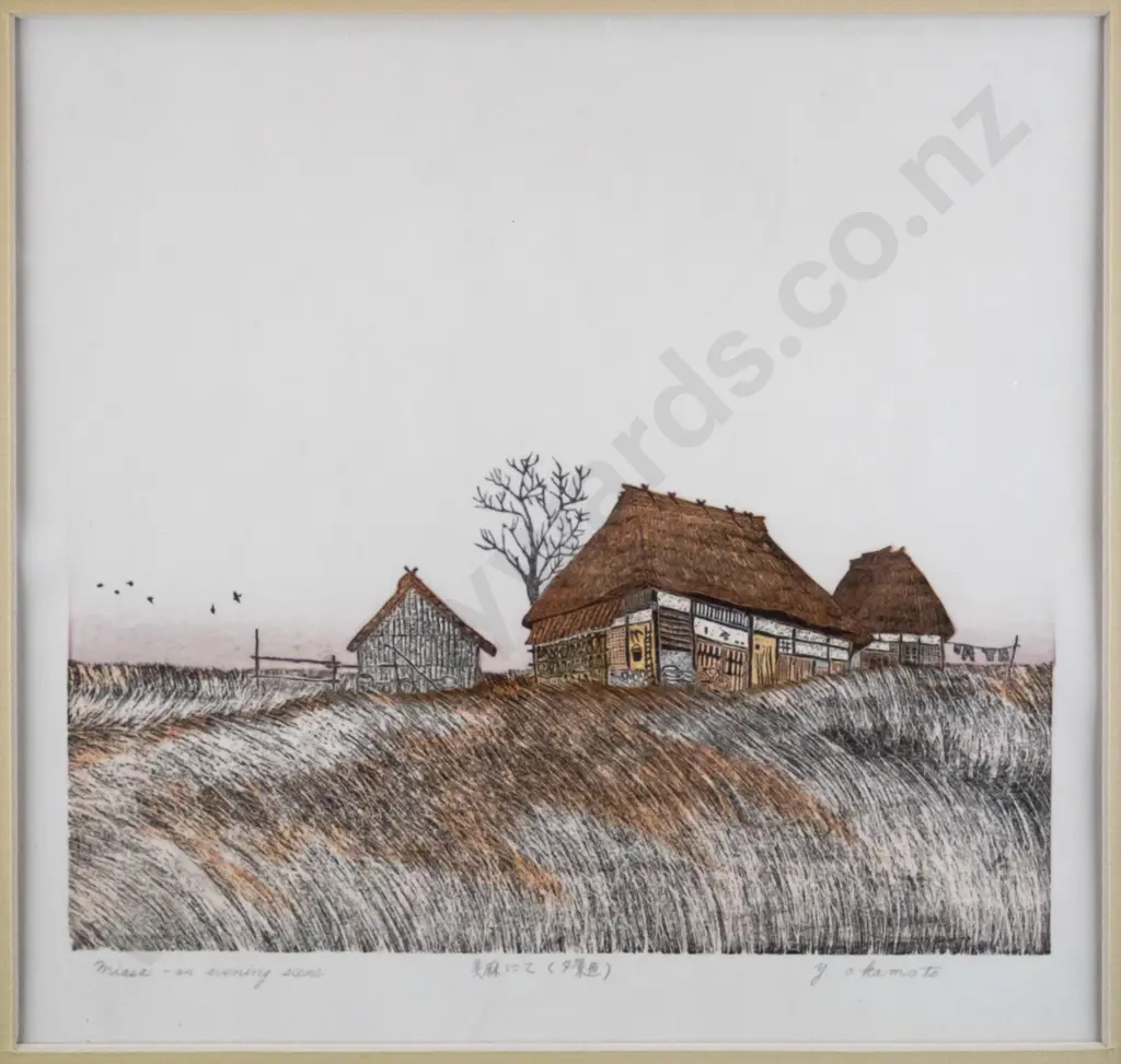 Y Okomato? - framed etching " An evening scene" H-230 W-245 Image 1++