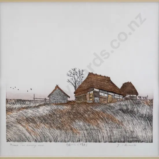 Y Okomato? - framed etching " An evening scene" H-230 W-245