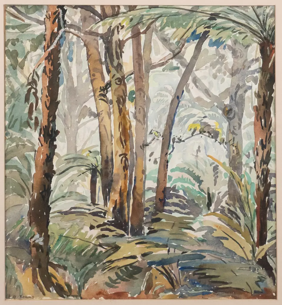 Eana B Jeans - framed watercolour - tree scene H-260 W-240 Image 1++