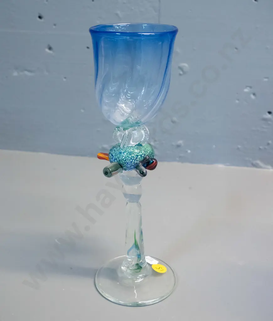 Peter Viesnik 1993 - studio art glass goblet H-225 Image 1++