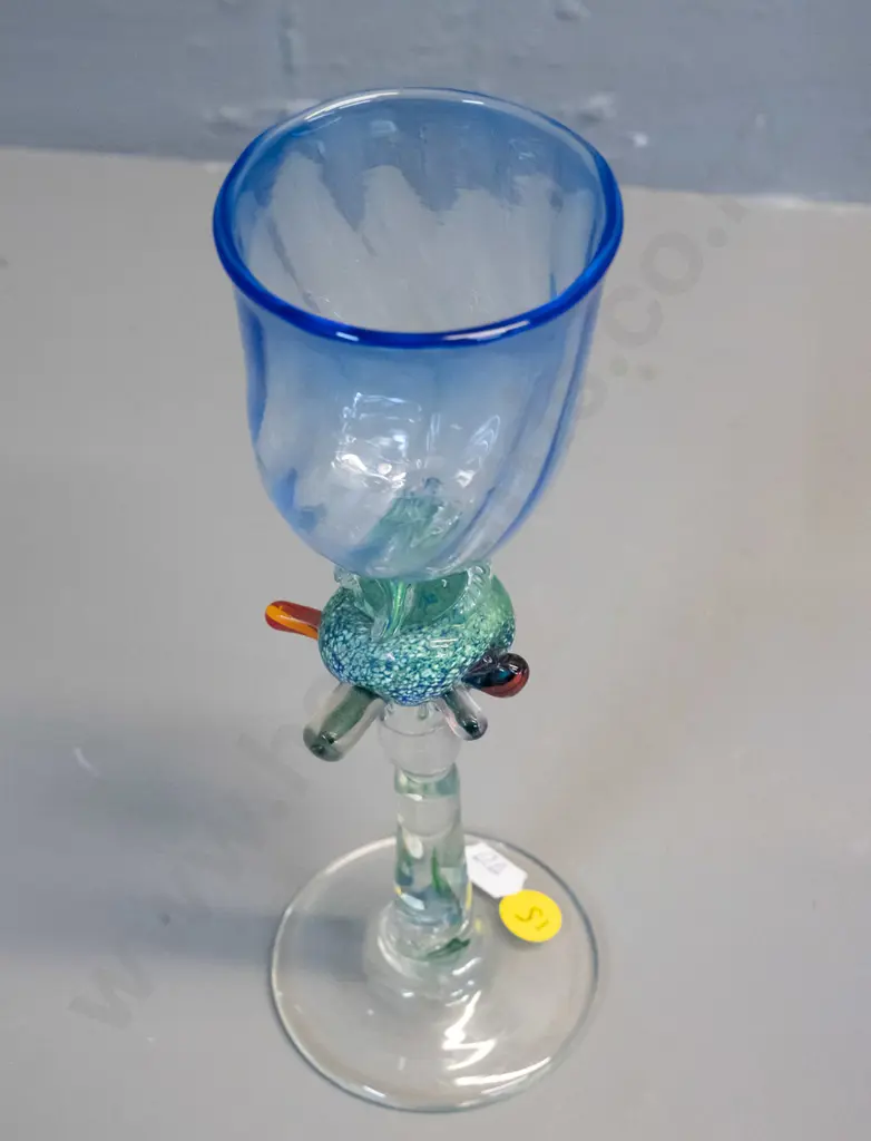 Peter Viesnik 1993 - studio art glass goblet H-225 Image 1++