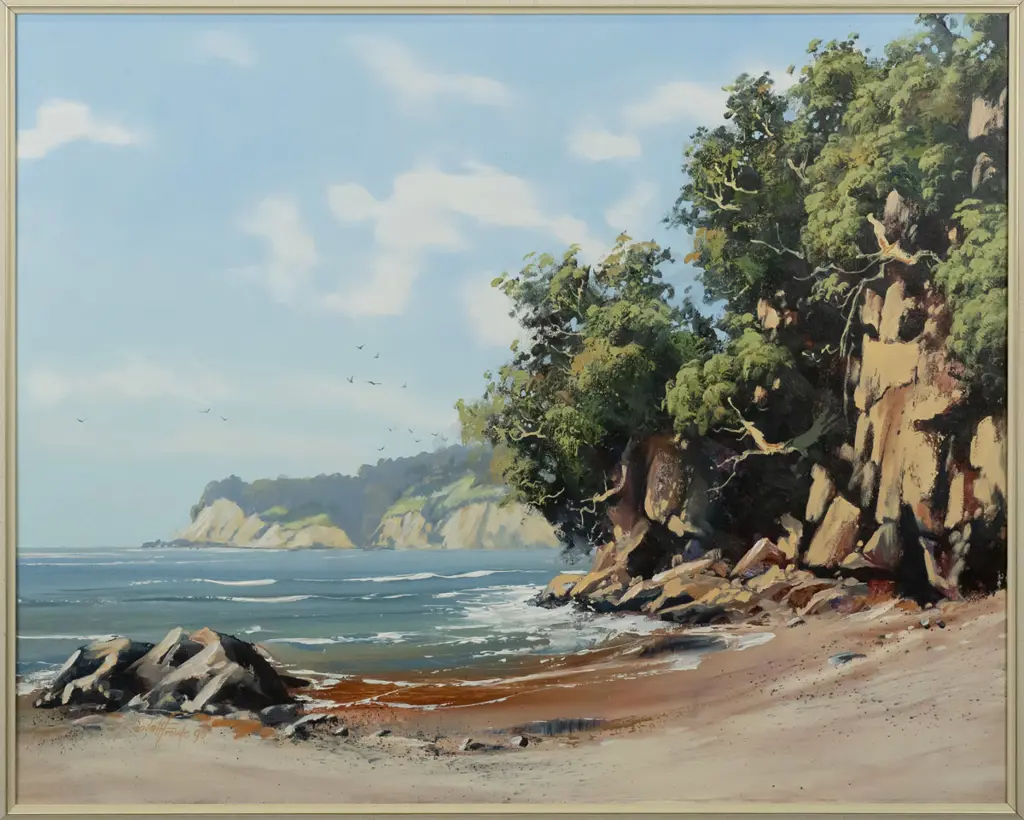 Randall Froude '90 - framed oil on canvas - coastal scene H-590 W-740 Image 1++