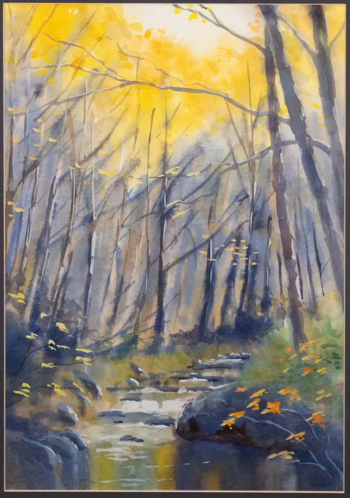 Philip Beadle '95 - framed watercolour "Bush Creek, Arrowtown" H-510 W-350 Image 1++