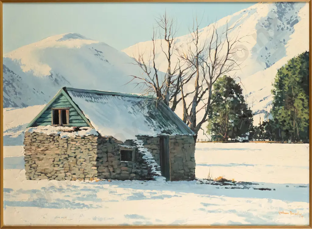 Graham Brinsley - framed oil "Lindis Pass, Winter" H-550 W-740 Image 1++