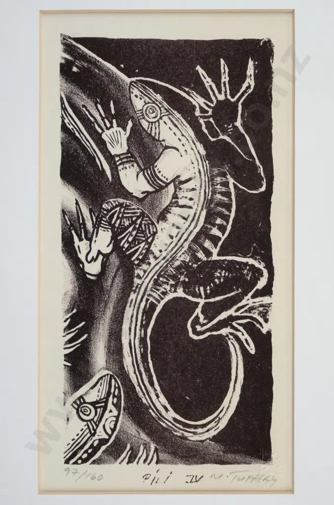 Michel Tuffery - framed lithograph 97/160 "Pili IV" H-225 W-120 Image 1++