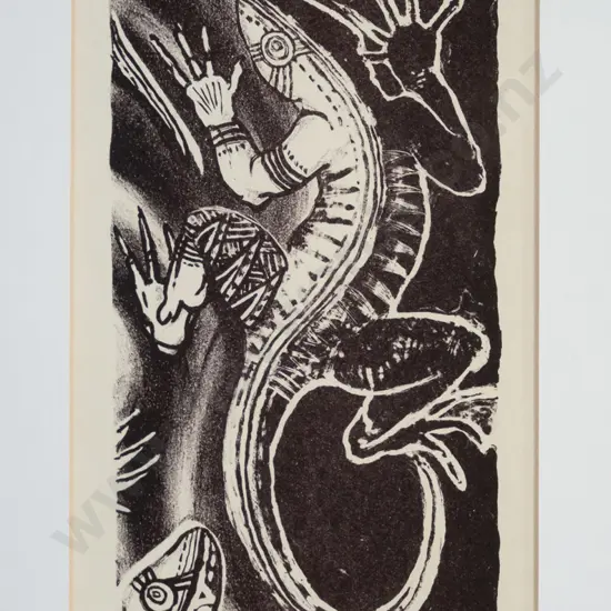 Michel Tuffery - framed lithograph 97/160 "Pili IV" H-225 W-120