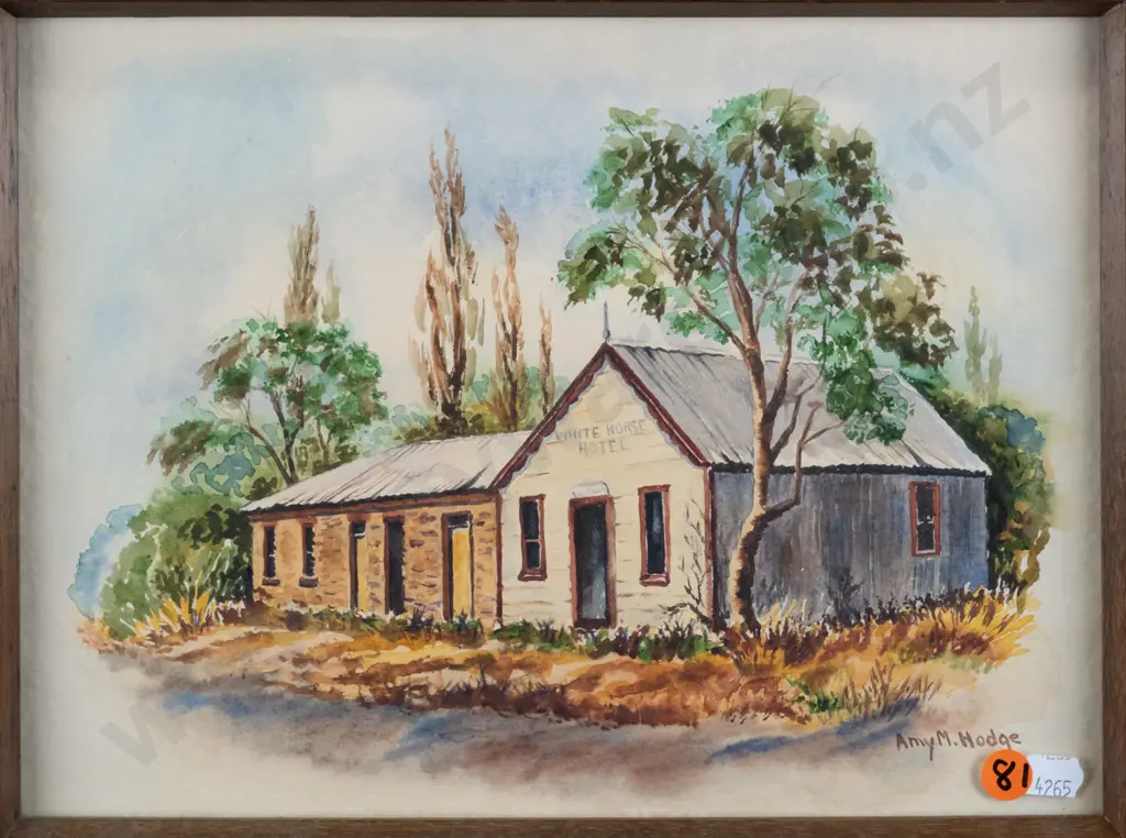 Amy M Hodge - framed watercolour - White Horse Hotel H-220 W-300 Image 1++