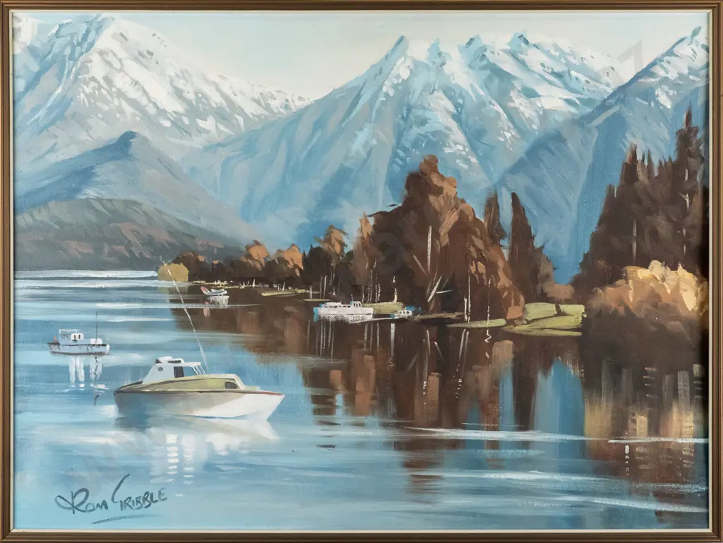 Ron Gribble - framed oil "Lake Te Anau" H-440 W-590 Image 1++