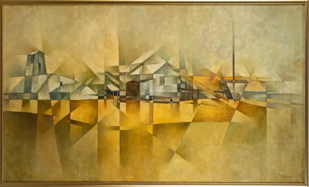 Elizabeth Stevens - framed oil "The Works at Seadown" H-590 W-1000 Image 1++