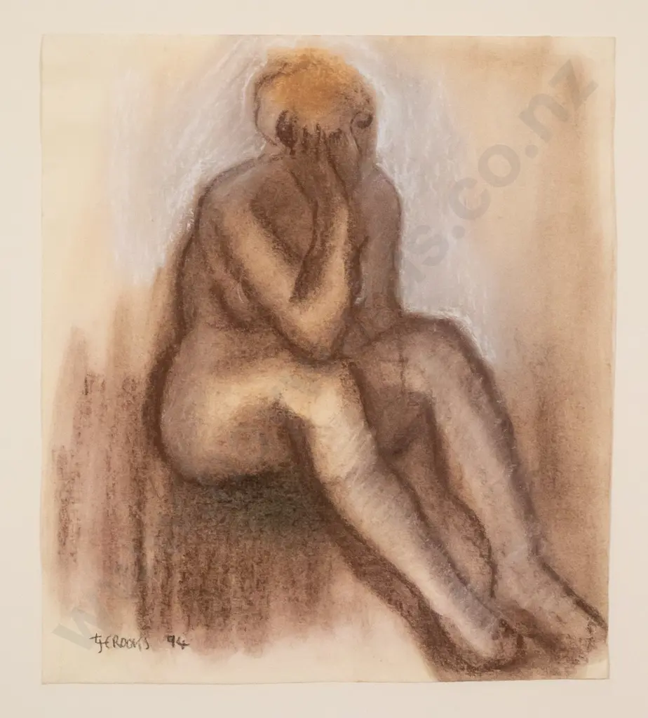 Lindsay Crooks '94 - framed pastel - nude H-240 W-220 Image 1++