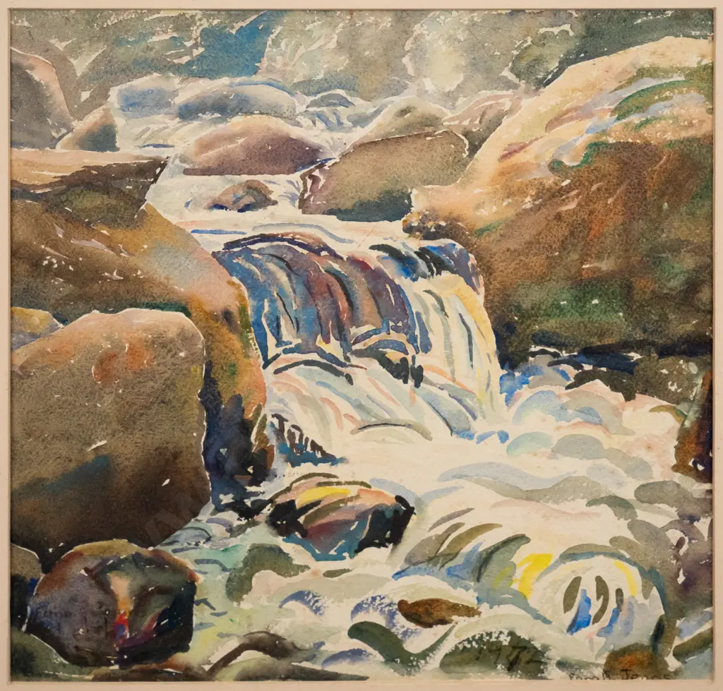 Eana B Jeans - framed watercolour - river  scene H-230 W-240 Image 1++