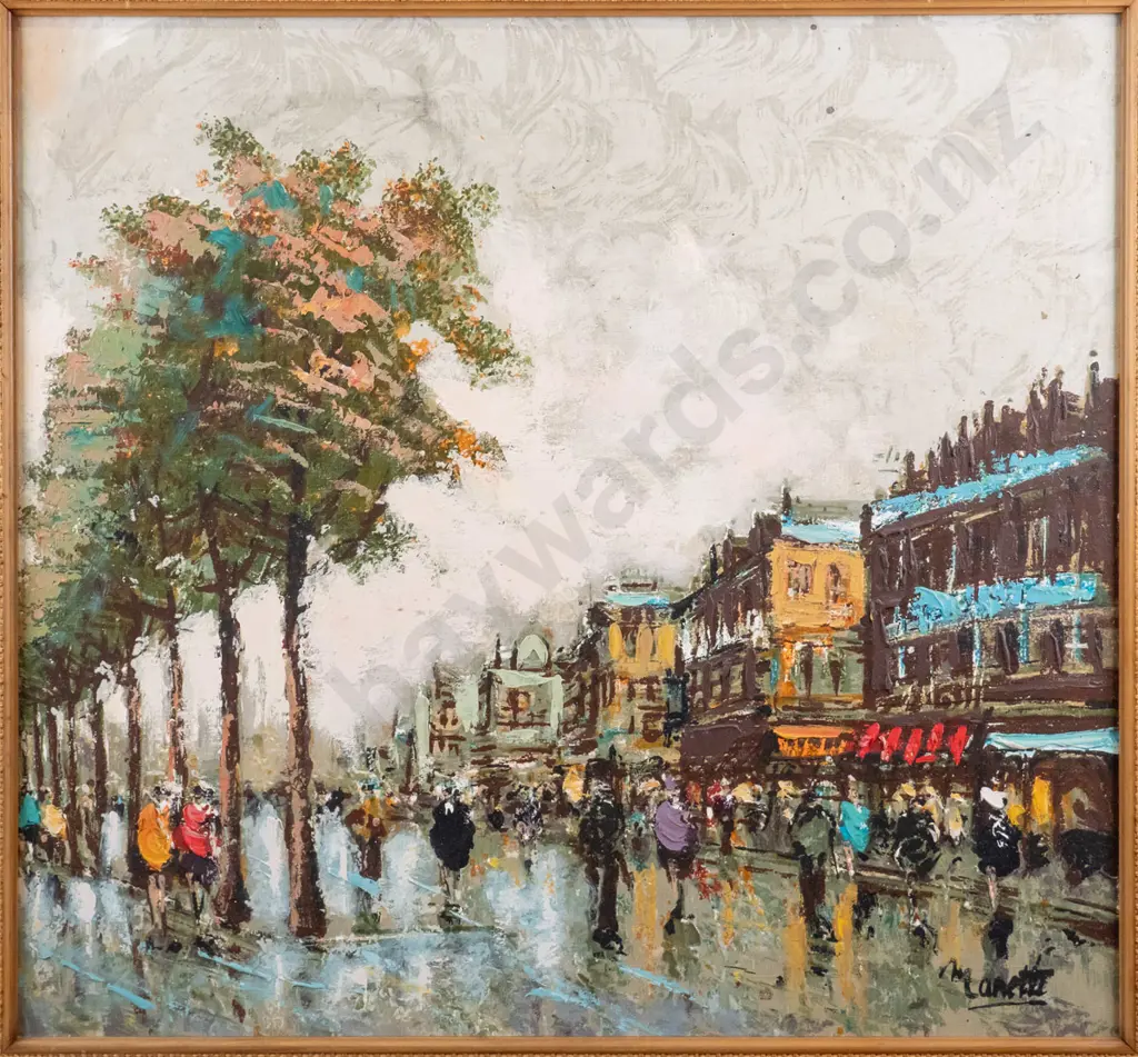 G Manetti (Italy)- framed oil "Paris Midi"  H-600 W-640 Image 1++
