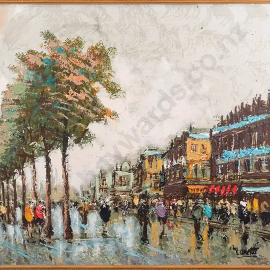 G Manetti (Italy)- framed oil "Paris Midi"  H-600 W-640