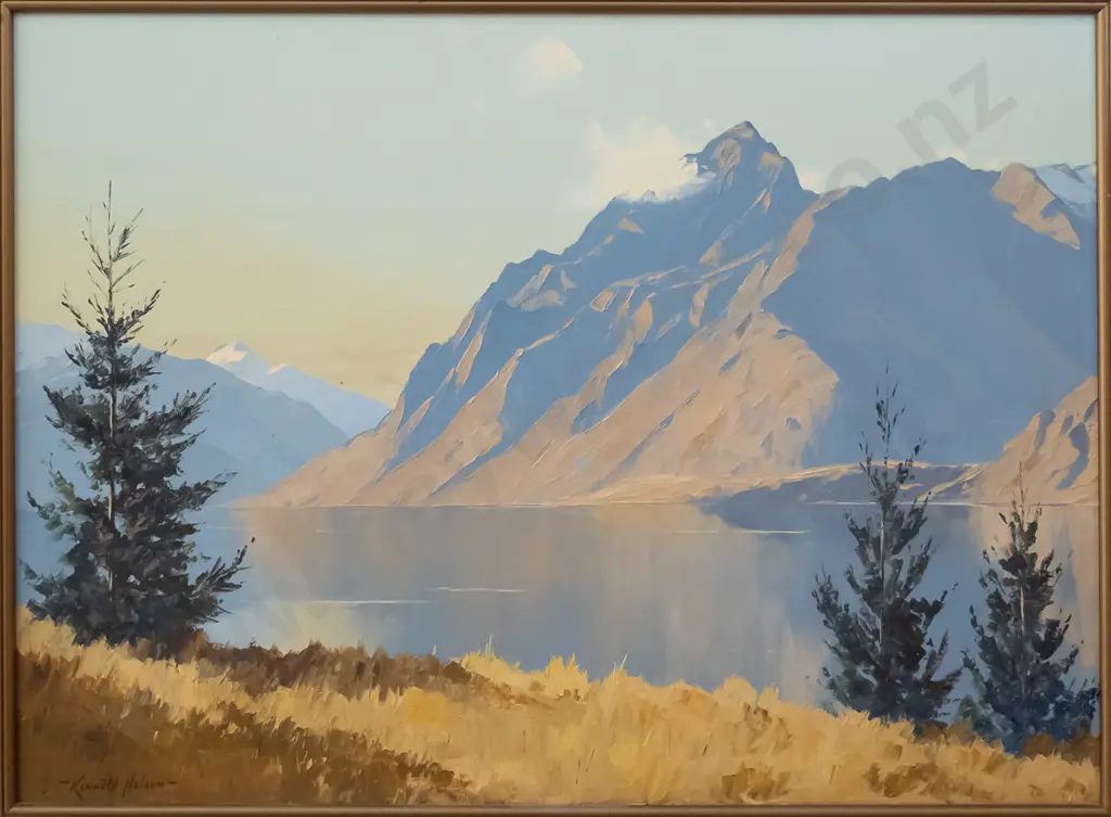 Kenneth Nelson - framed oil "Corner Peak, Lake Hawea" H-470 W-650 Image 1++