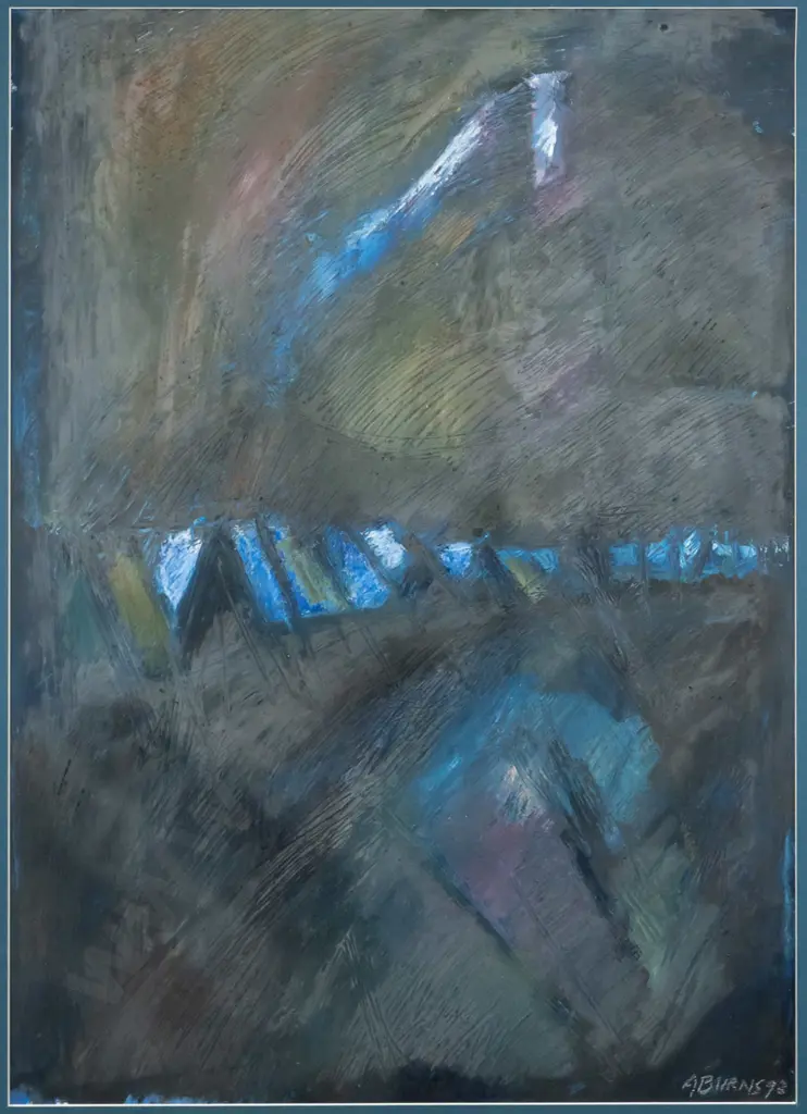 Angela Burns '98 - framed acrylic - abstract H-800 W-570 Image 1++