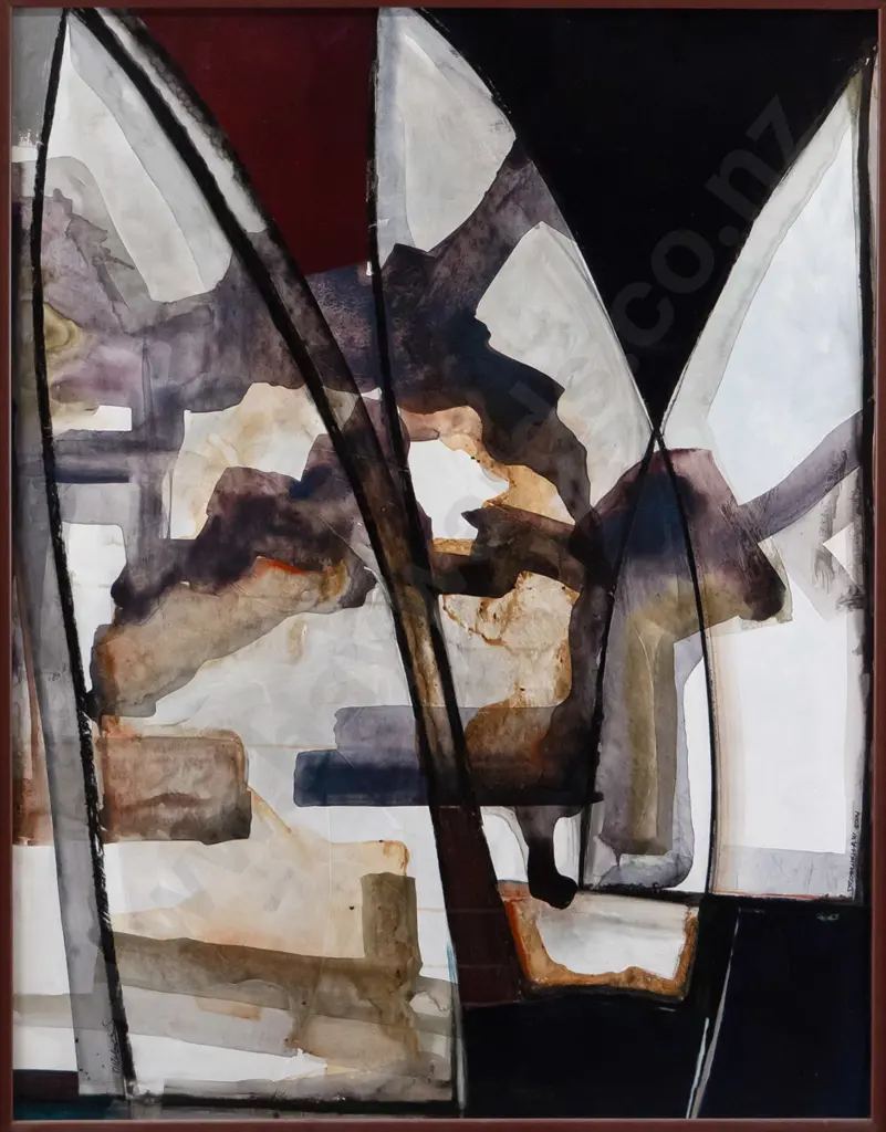 Des Robertshaw 2001 - framed acrylic "City of Sails" H-980 W-740 Image 1++